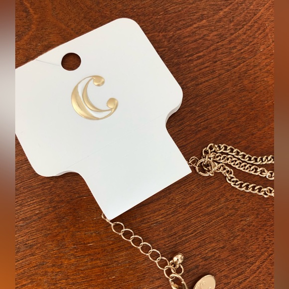 NWT Charming Charlie Gold Layered Coral Bead Bar Necklace - Picture 6 of 6